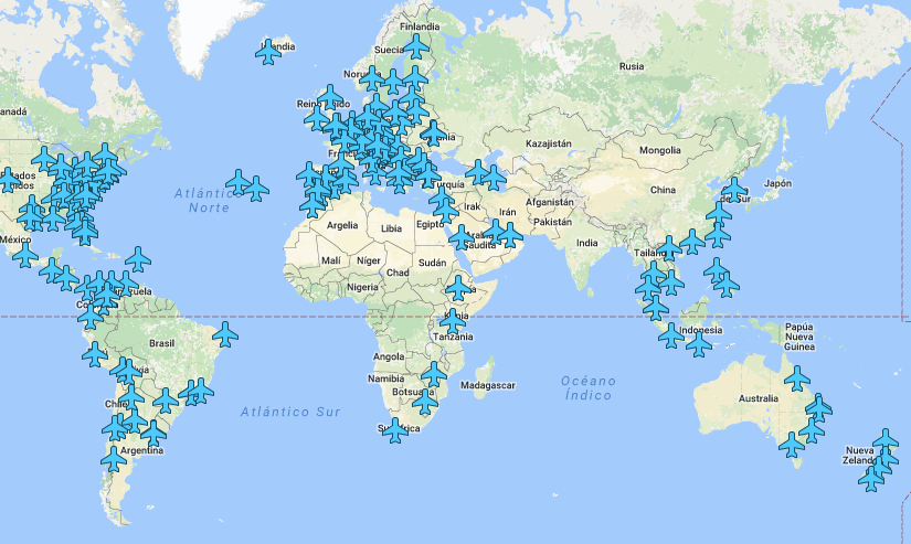 Las contraseñas de WiFi de diferentes aeropuertos en un mapa